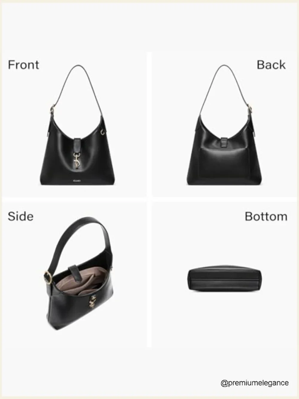 Soft Vegan Leather Hobo Bag with Adjustable Strap Lightweight Shoulder Purse
